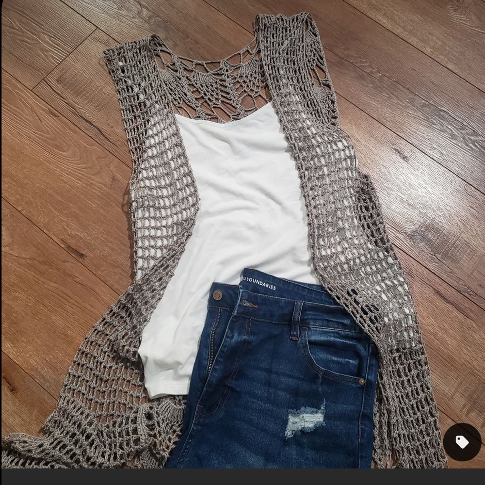 Chico's Lace Novelty Vest Mountain Pine Sz 0 S/4 EUC